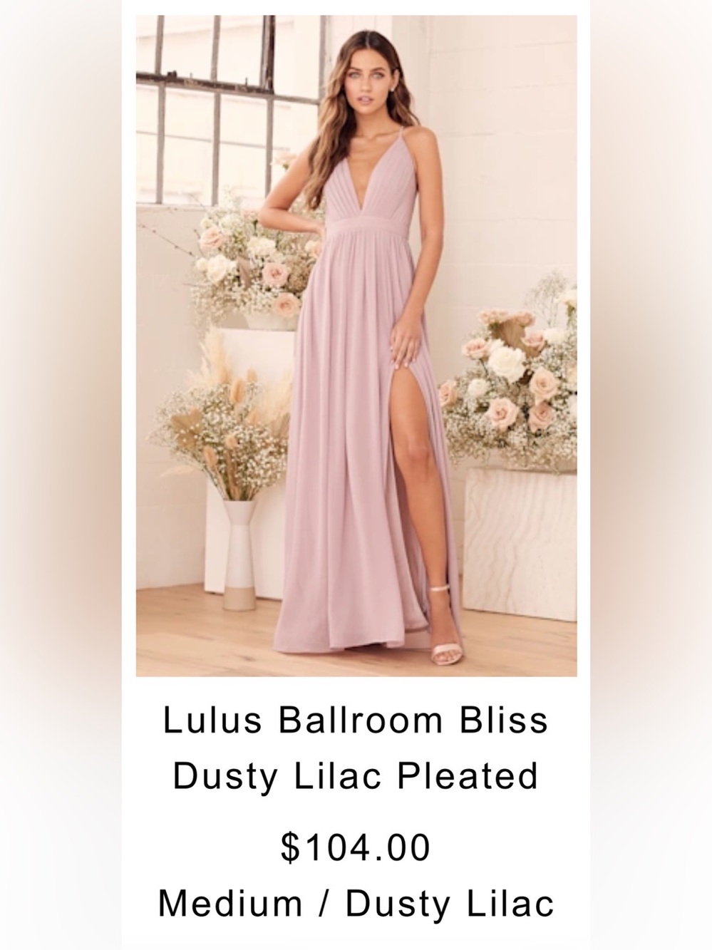 Lulu's Dusty Lilac V-Neck Pleated Maxi Dress
